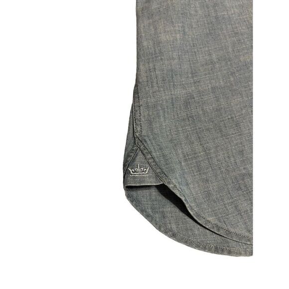 Peter Millar Men's Long Sleeve Dress Shirt Blue Denim Style Logo Blue Size 2XL - Picture 5 of 11